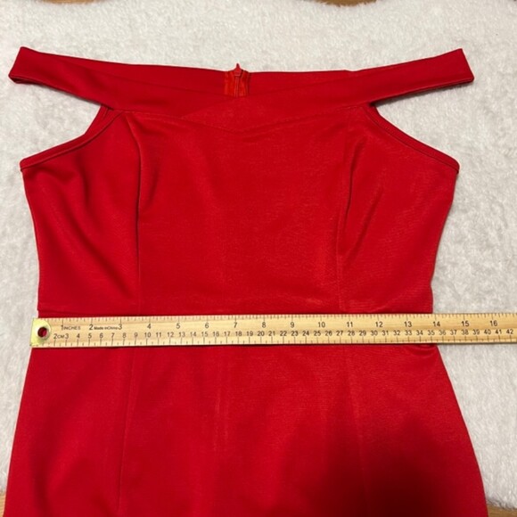 SHEIN Womens Red High-Low Asymmetric Salsa Ruffle Sheath Dress Back Zipper Sz M - Picture 11 of 12